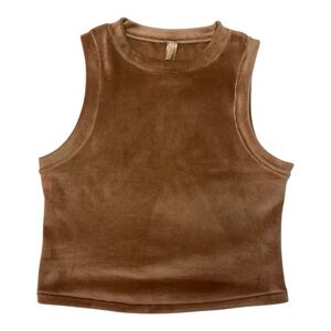 SKIMS Velour Sleeveless Crew Neck Tank Top in Rich Brown Large